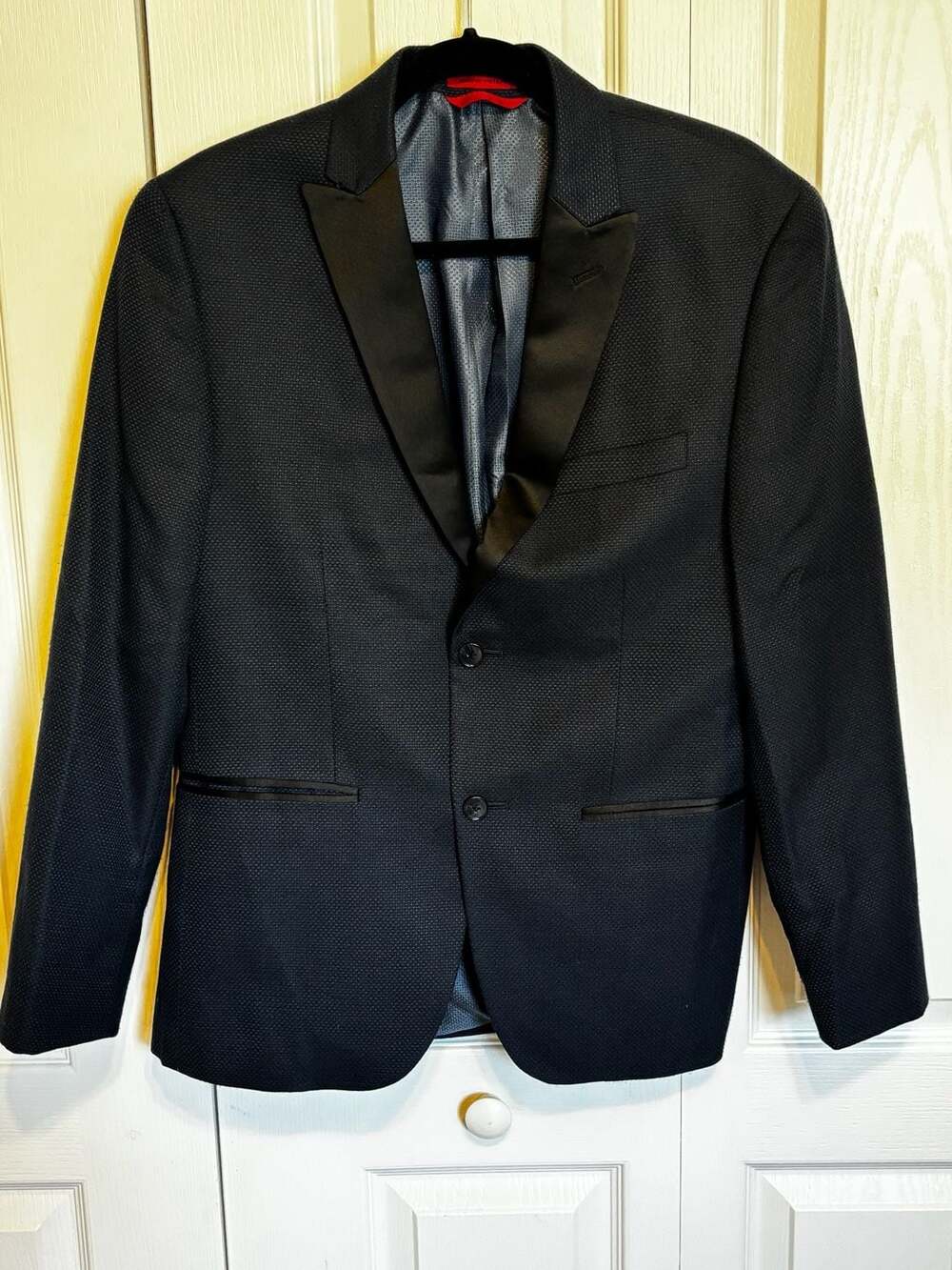 Alfani Slim Fit Tuxedo Blazer Jacket Black Textured